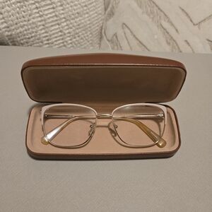 Longchamp Gold Glasses with Brown Case